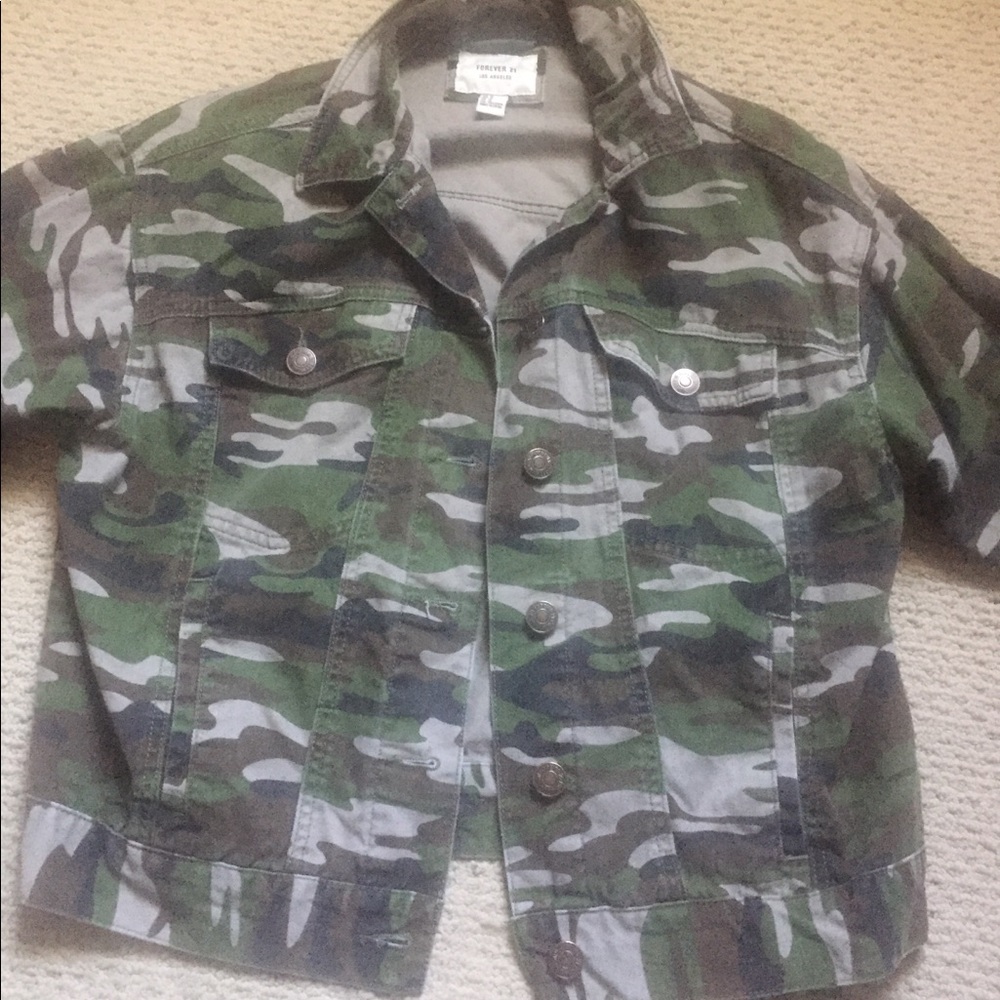 Forever 21 Denim Camo Jacket